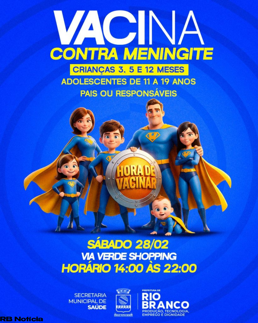 Prefeitura de Rio Branco promove ação de vacinação contra meningite neste sábado (28)