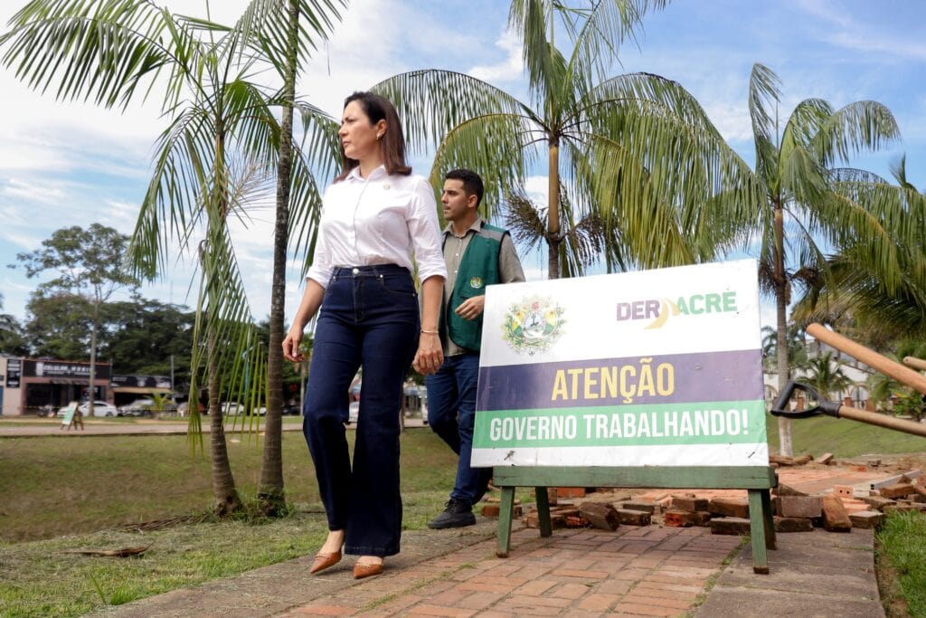 Governadora Mailza Assis acompanha avanço das obras de revitalização do Parque da Maternidade em Rio Branco