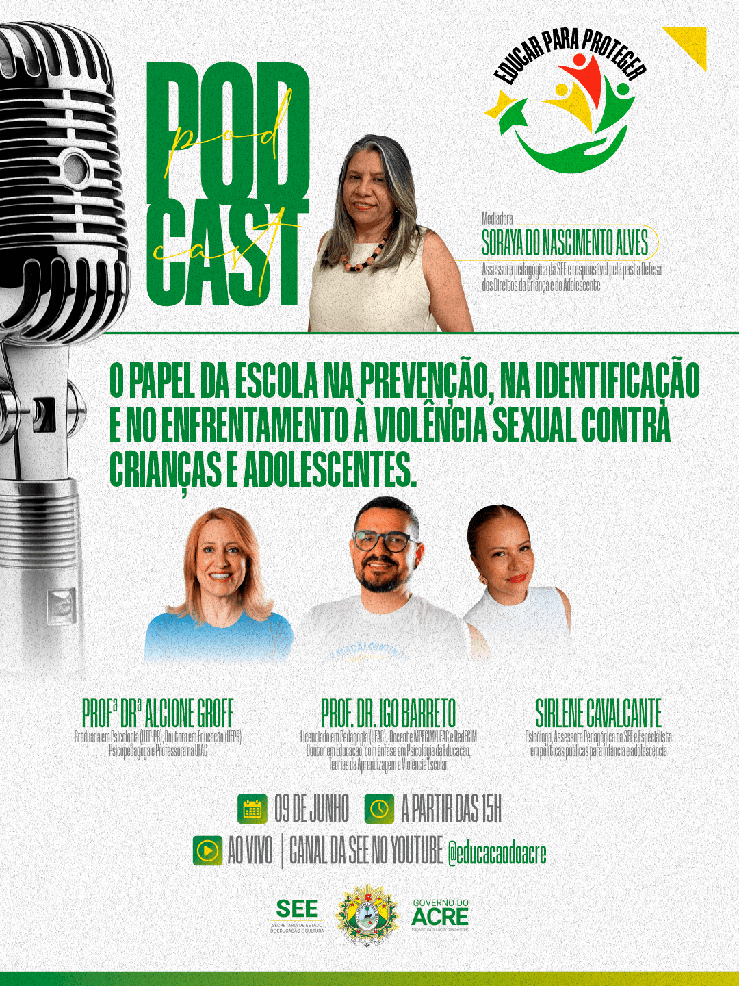 Educação discute prevenção à violência sexual contra crianças e adolescentes em podcast