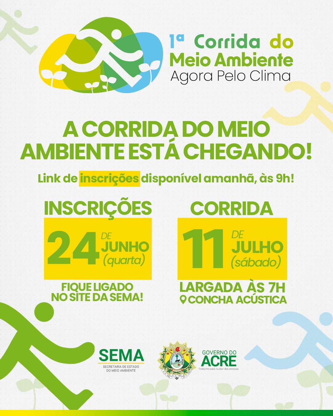 Inscrições para 1ª Corrida do Meio Ambiente começam nesta quarta-feira